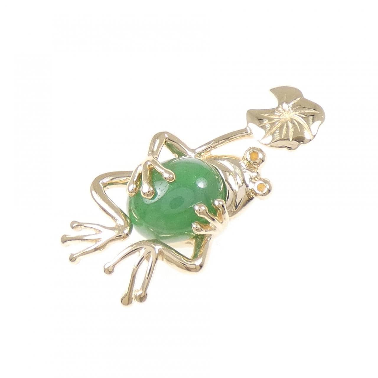 14KYG フロッグ ヒスイ ペンダント