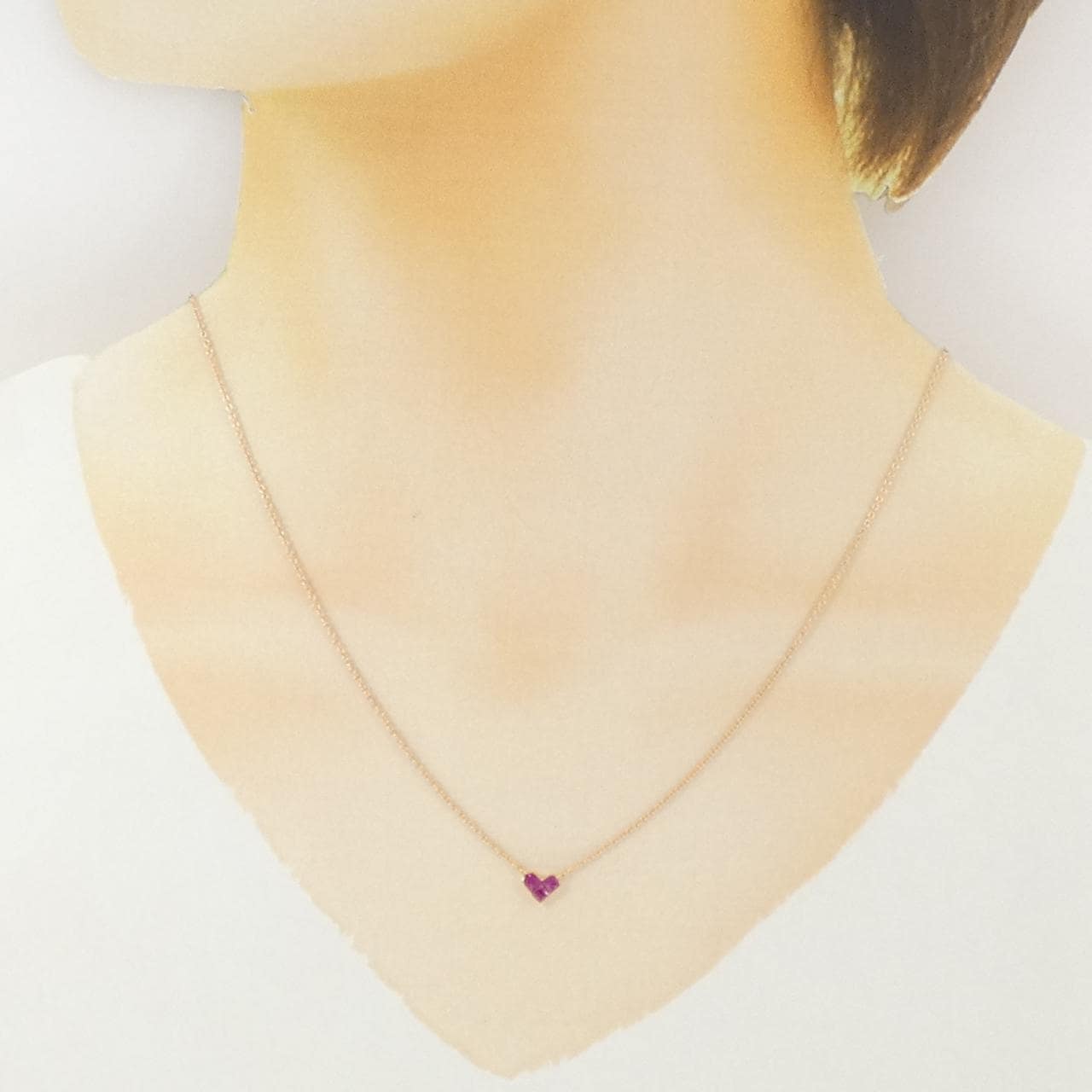 K18PG ハート ルビー ネックレス 0.35CT