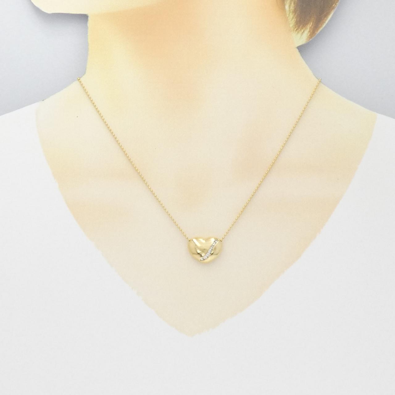K18YG ハート ダイヤモンド ネックレス 0.18CT