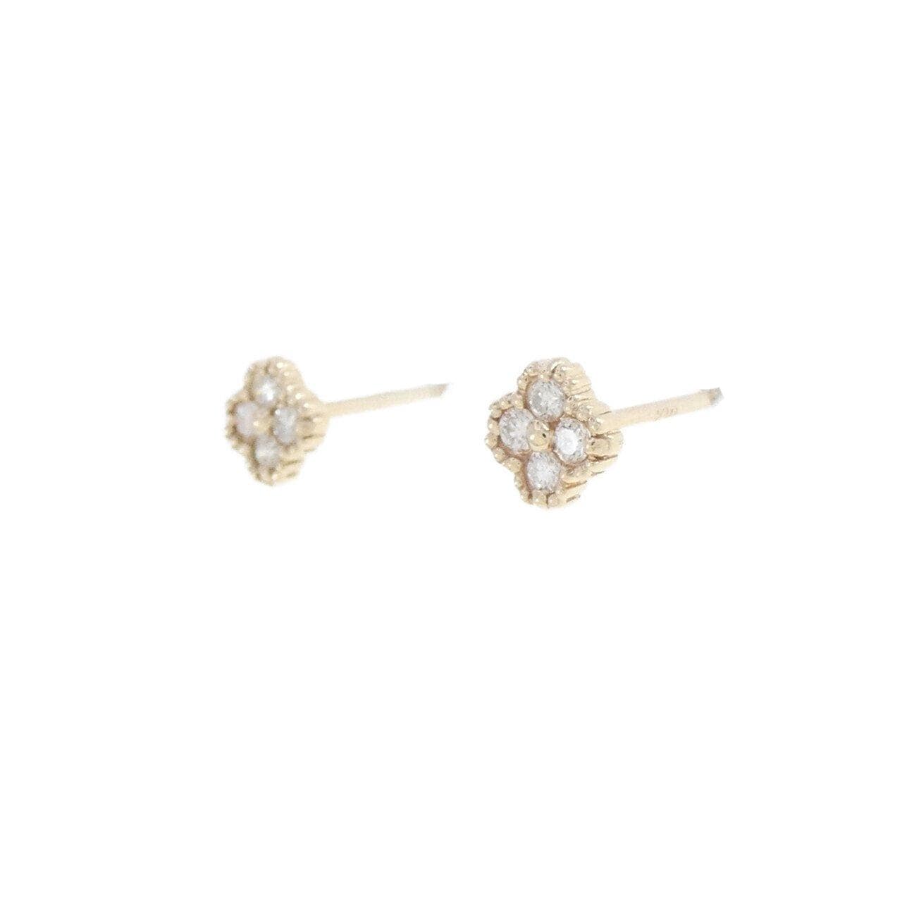 【リメイク】K10YG フラワー ダイヤモンド ピアス 0.10CT