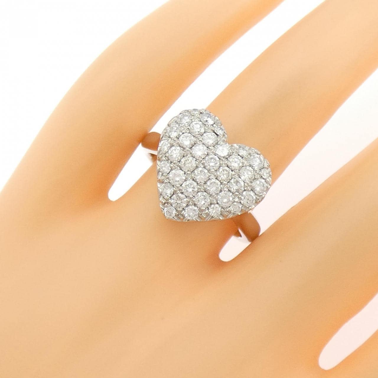 PT900 ハート パヴェ ダイヤモンド リング 1.00CT