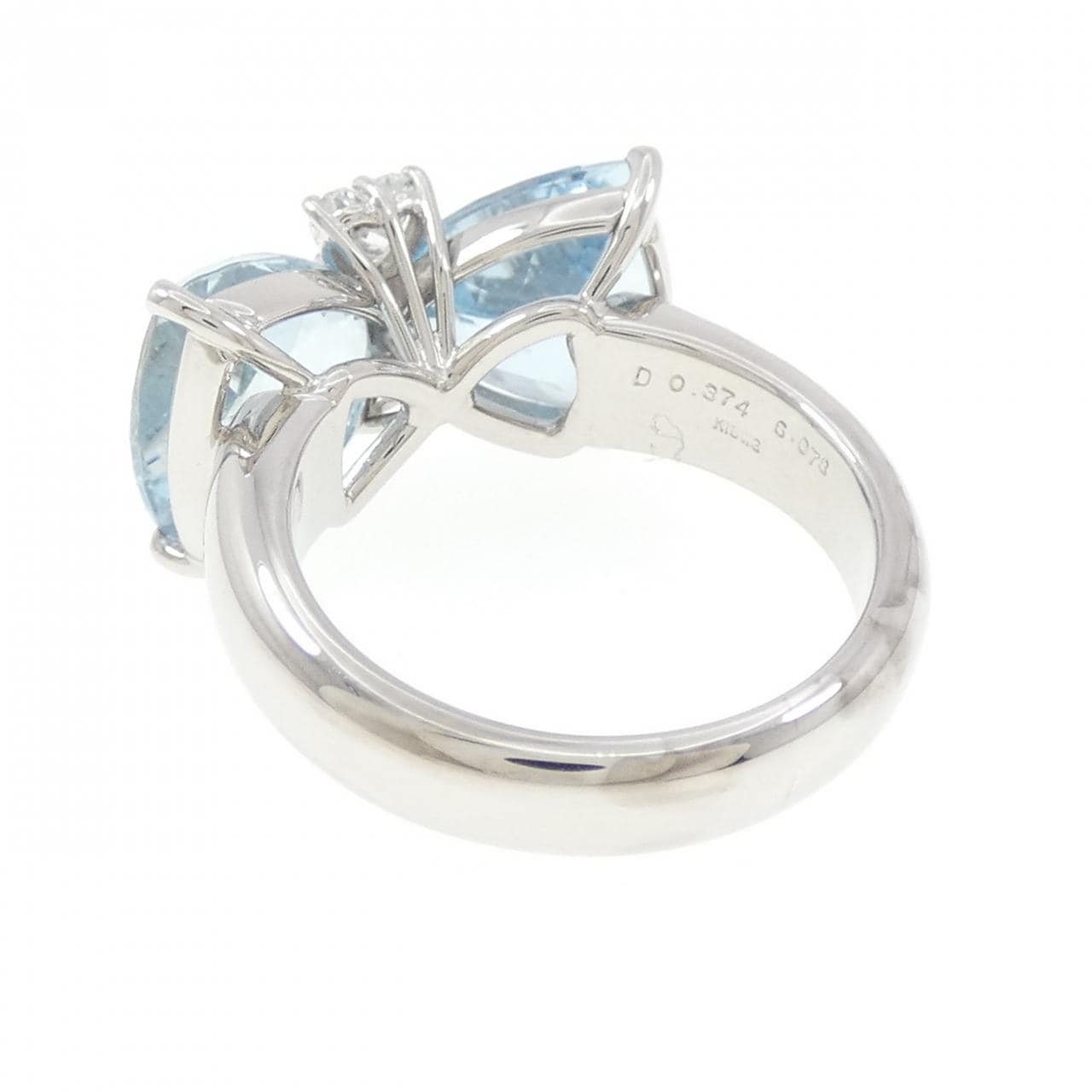 K18WG リボン アクアマリン リング 6.078CT