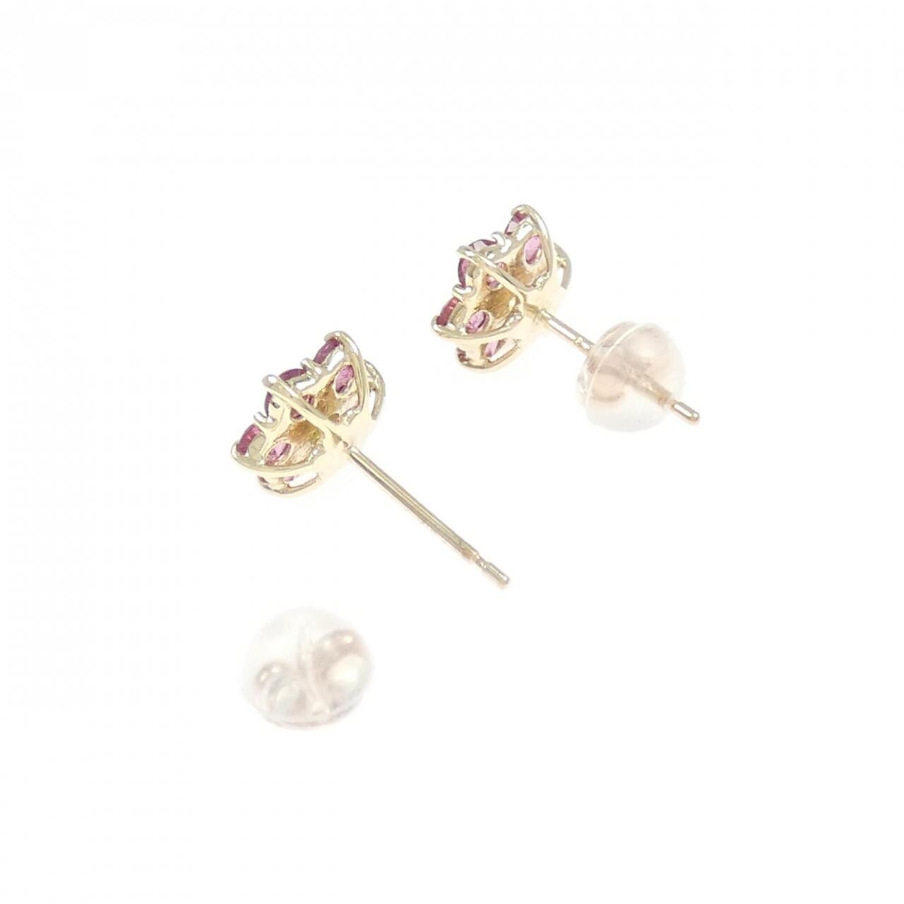K10PG フラワー サファイヤ ピアス 0.26CT