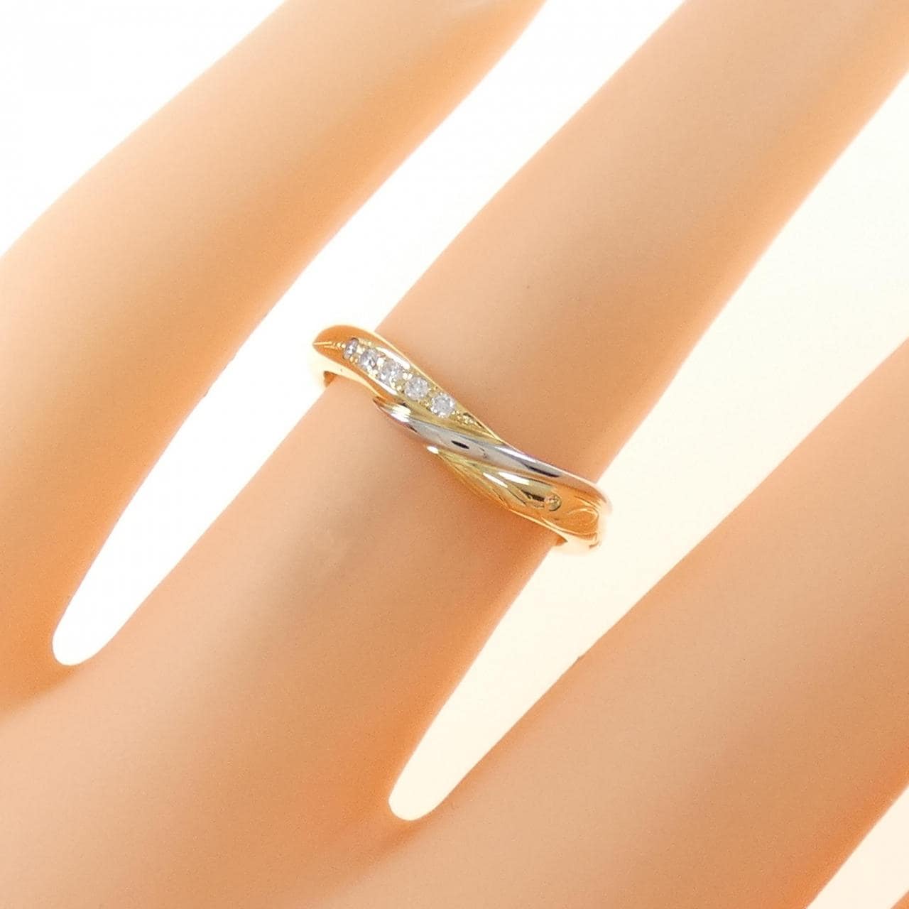 K18YG/PT Diamond ring 0.037CT