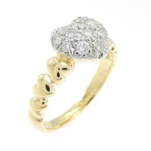 K18YG/PT900 ハート ダイヤモンド リング 0.30CT