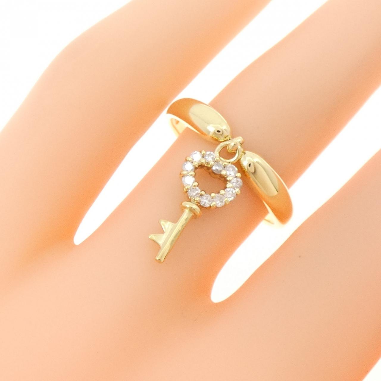 K18YG キー ダイヤモンド リング 0.14CT