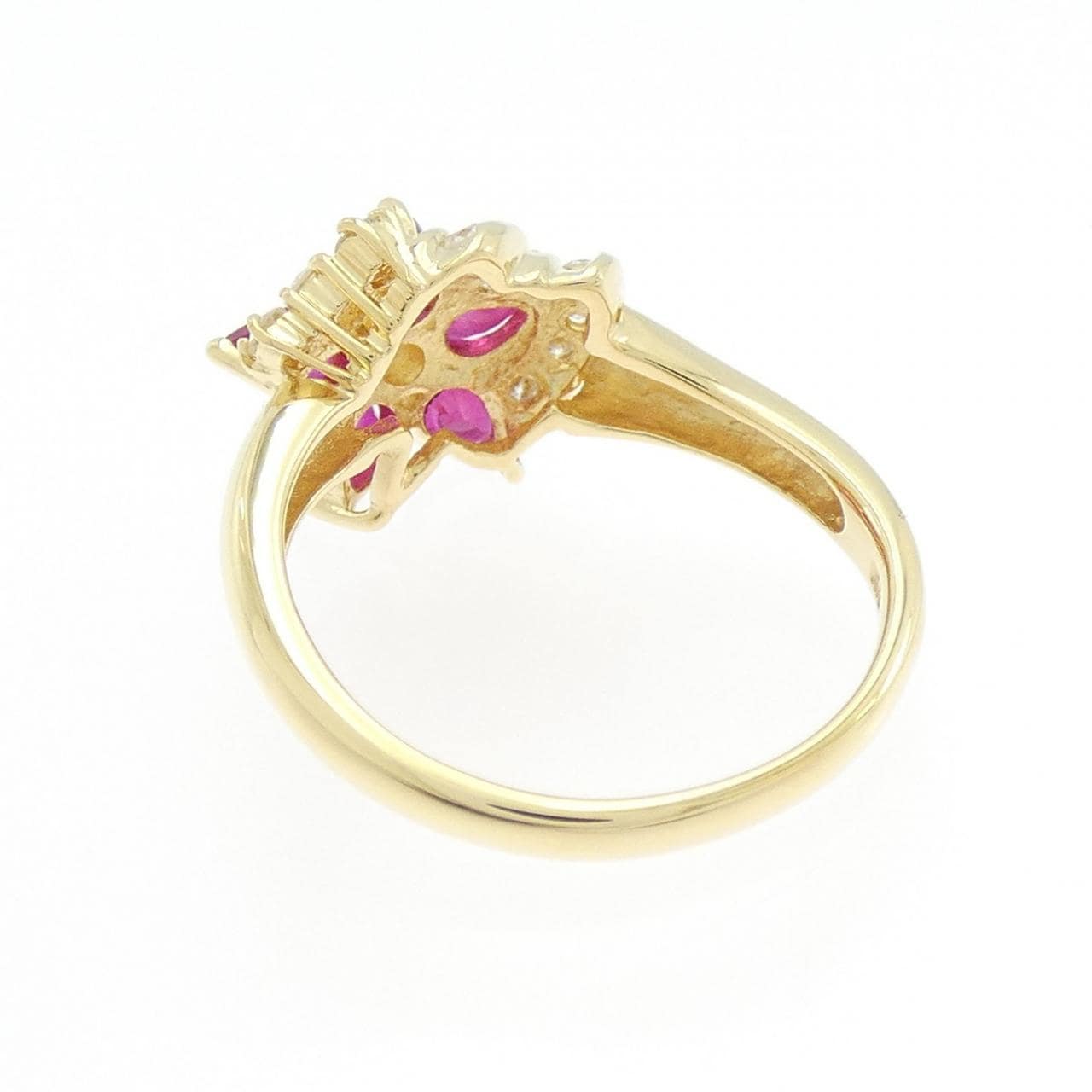K18YG フラワー ルビー リング 1.15CT