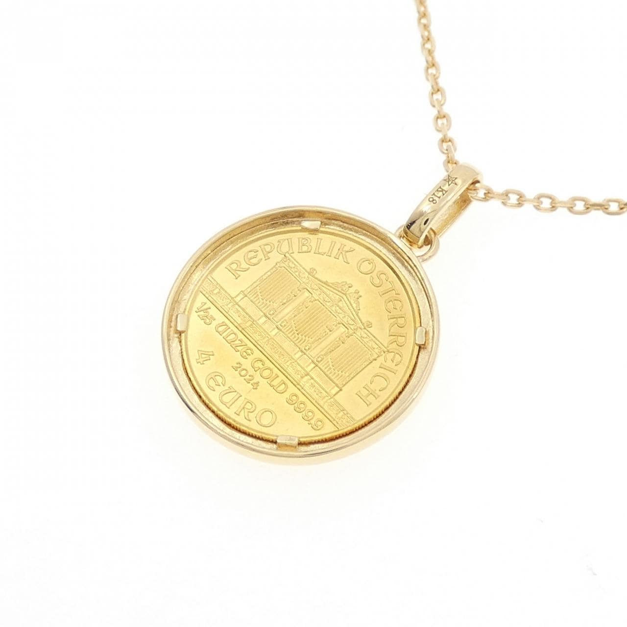 K18YG(枠) コイン ネックレス