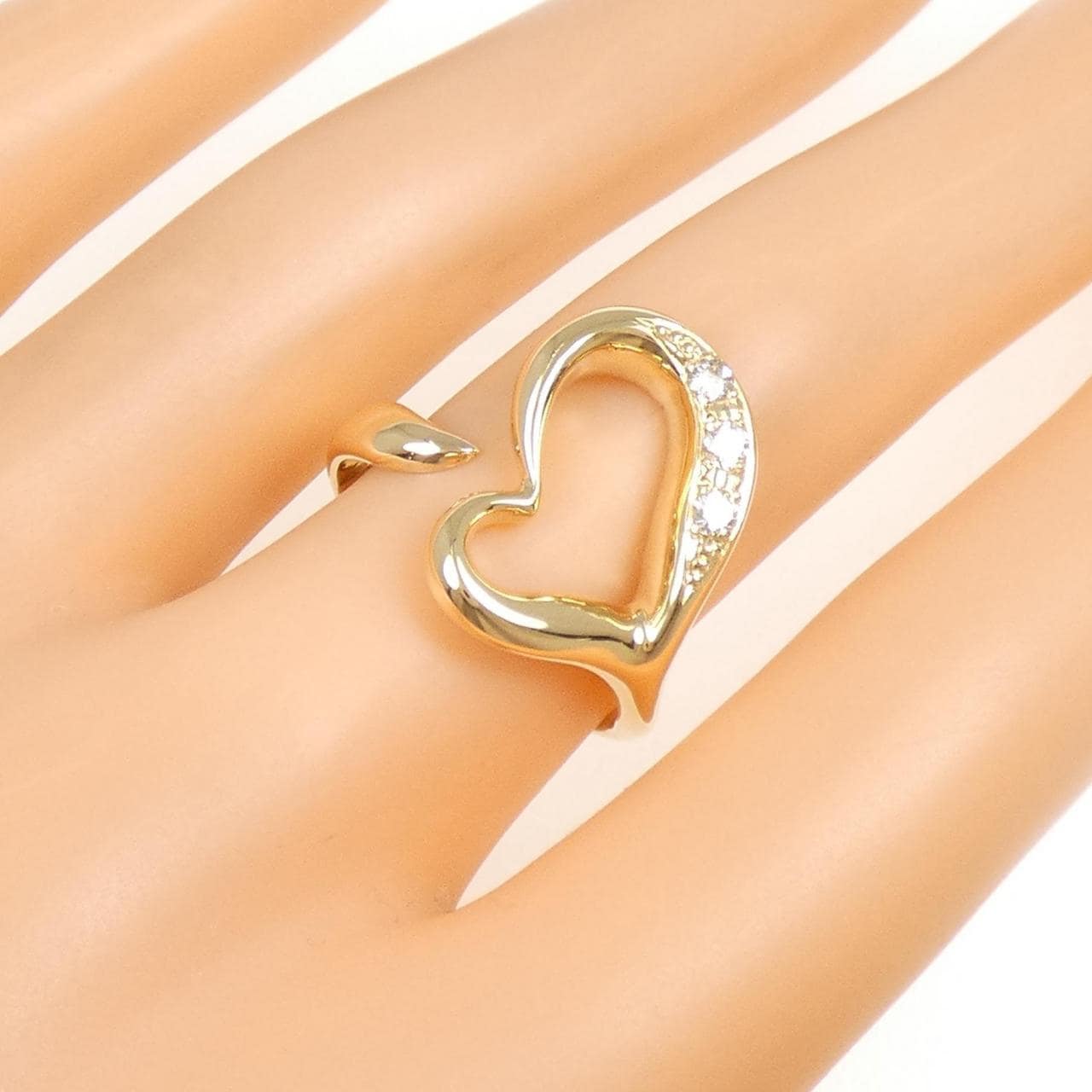 K18YG ハート ダイヤモンド リング