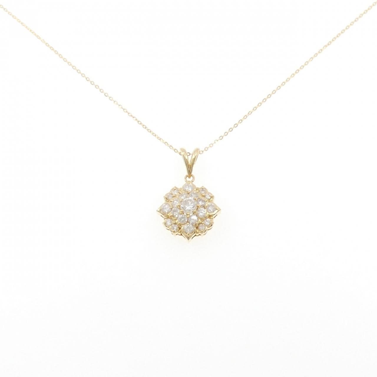 K18YG フラワー ダイヤモンド ネックレス 1.01CT