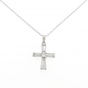 K18WG クロス ダイヤモンド ネックレス 0.116CT