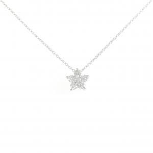 K18WG フラワー ダイヤモンド ネックレス 0.30CT