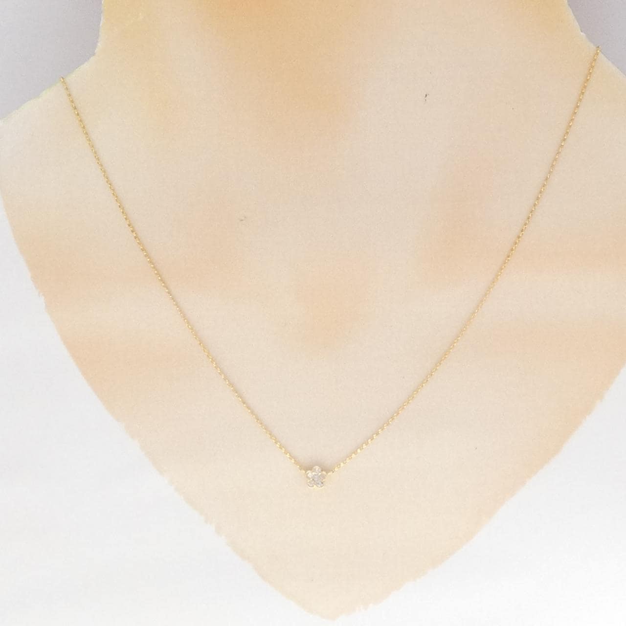 K18YG フラワー ダイヤモンド ネックレス 0.10CT