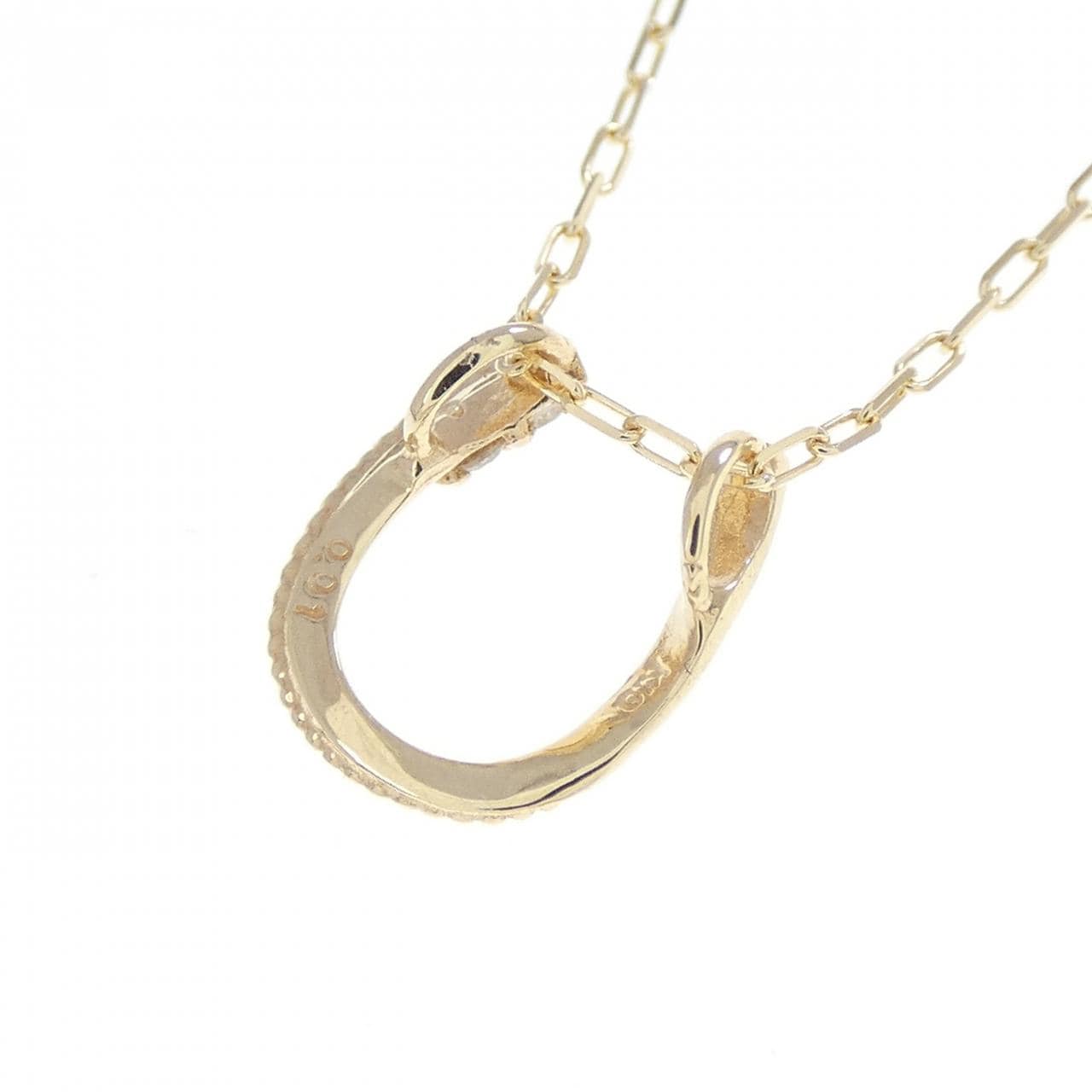 K10YG ホースシュー ダイヤモンド ネックレス 0.01CT