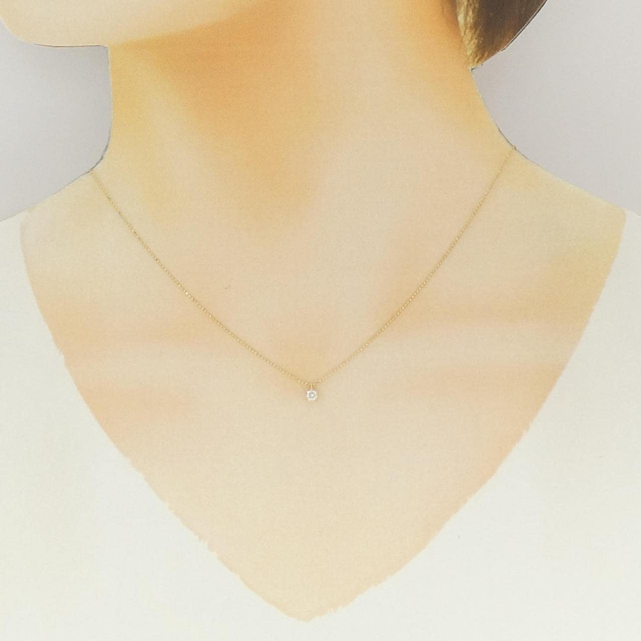 K18YG ソリティア ダイヤモンド ネックレス 0.08CT