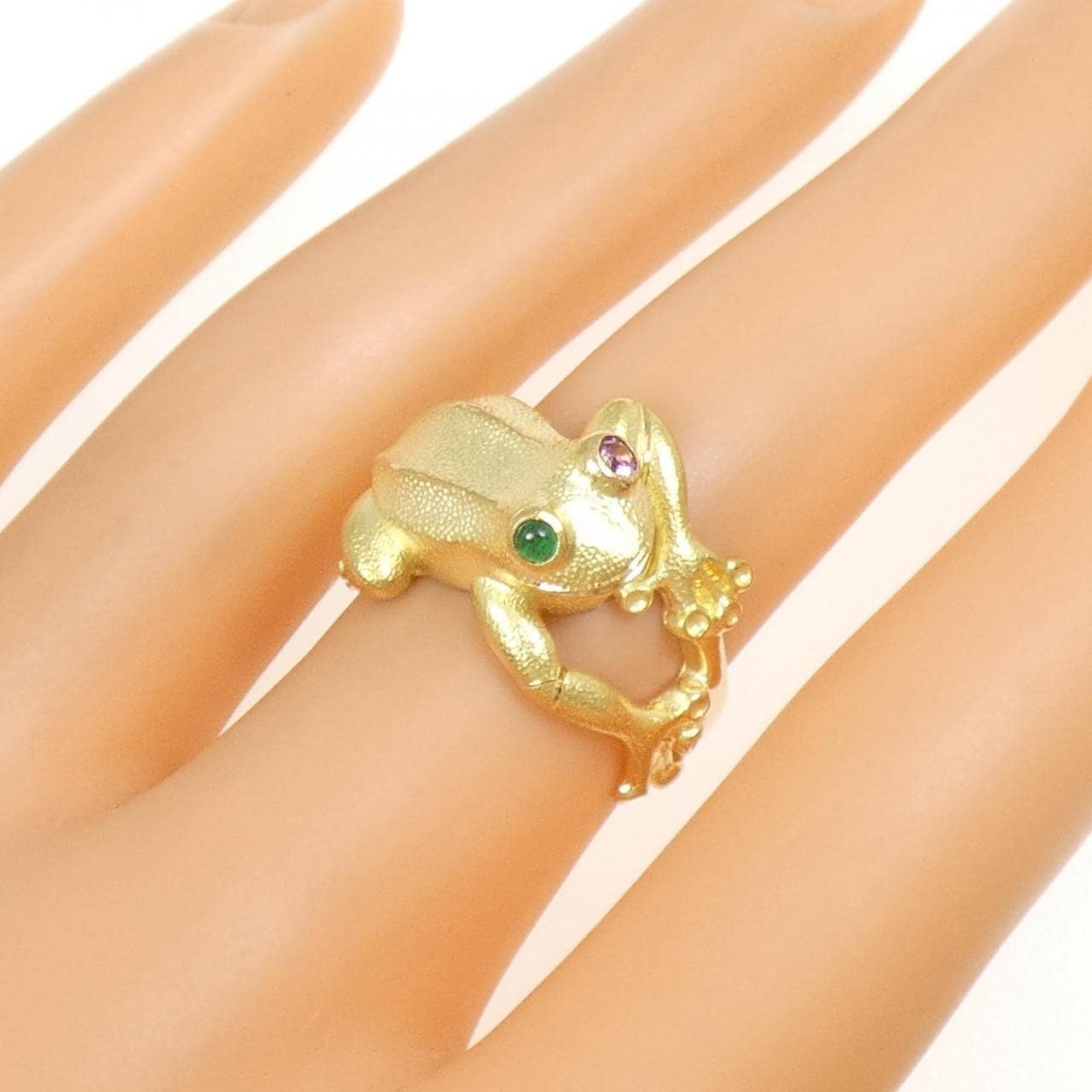 K18YG フロッグ エメラルド リング