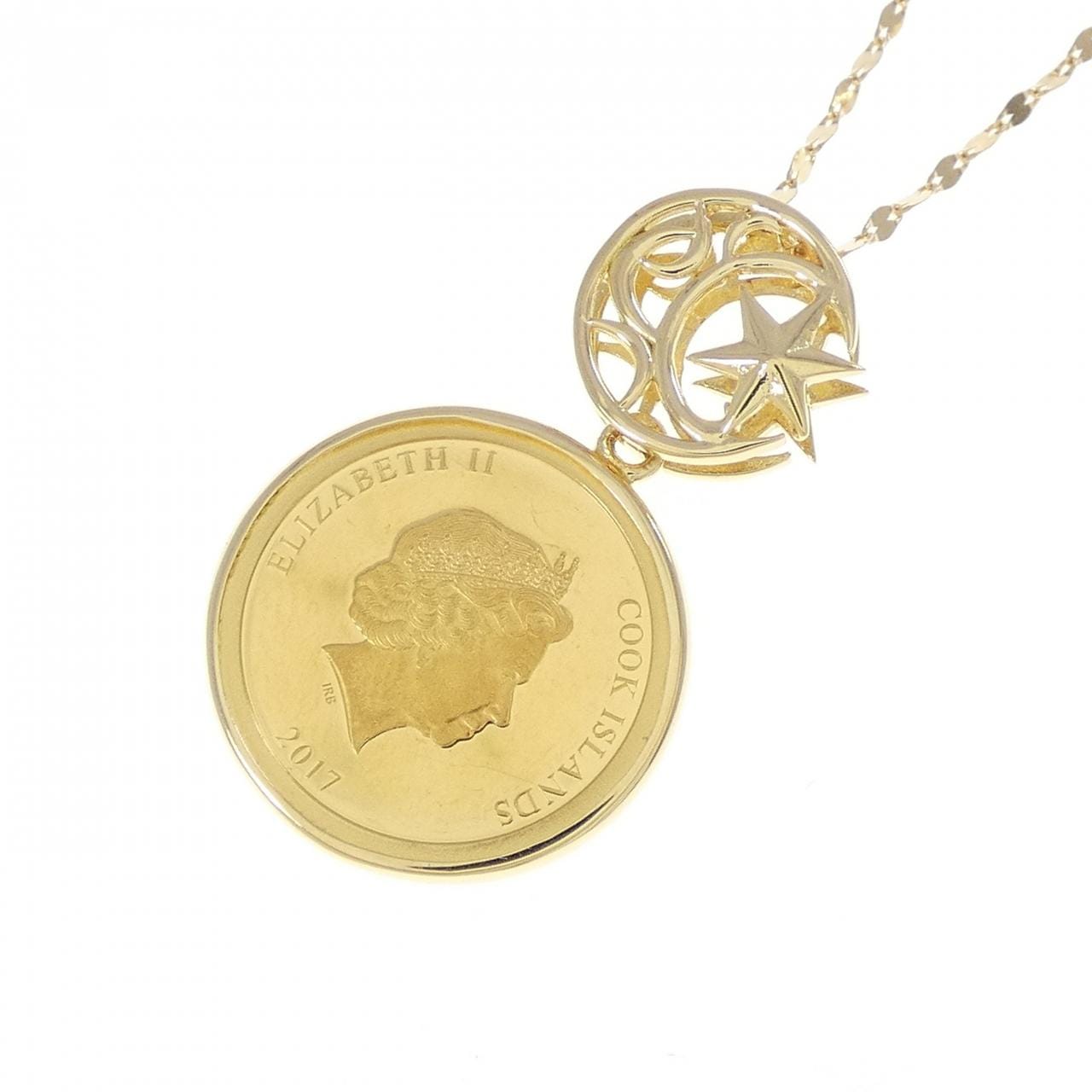 K18YG(枠) ダイヤモンド コイン ネックレス 0.01CT