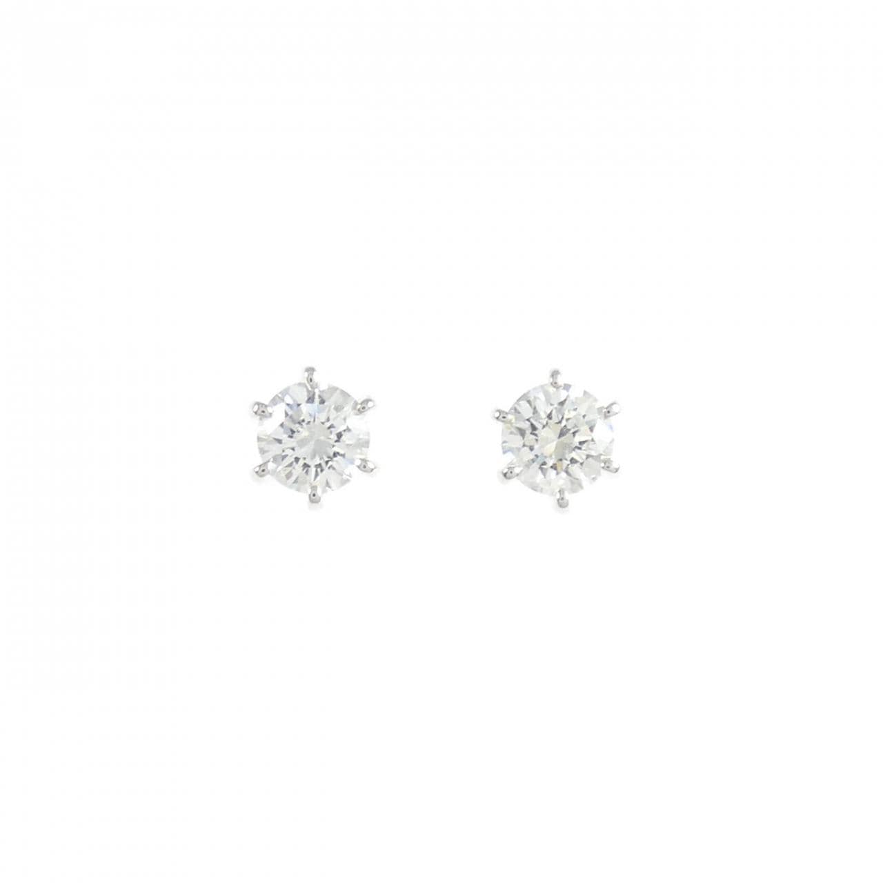 K14WG ソリティア ダイヤモンド ピアス 0.54CT