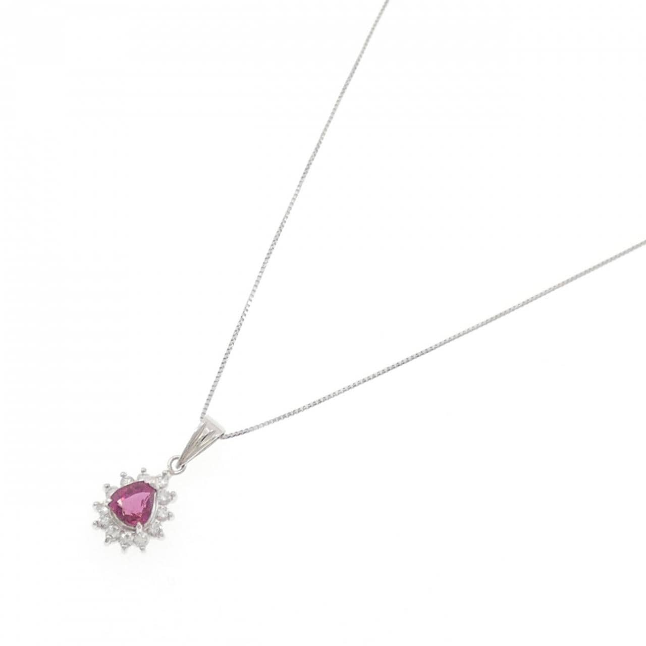 PT900/PT850 ルビー ネックレス 0.805CT