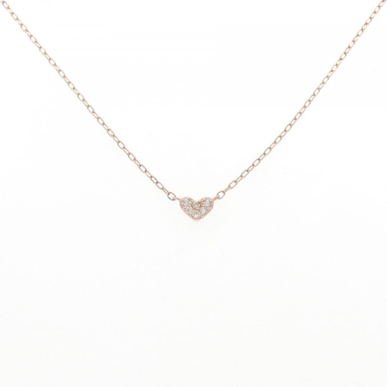 K10PG ハート パヴェ ダイヤモンド ネックレス 0.05CT
