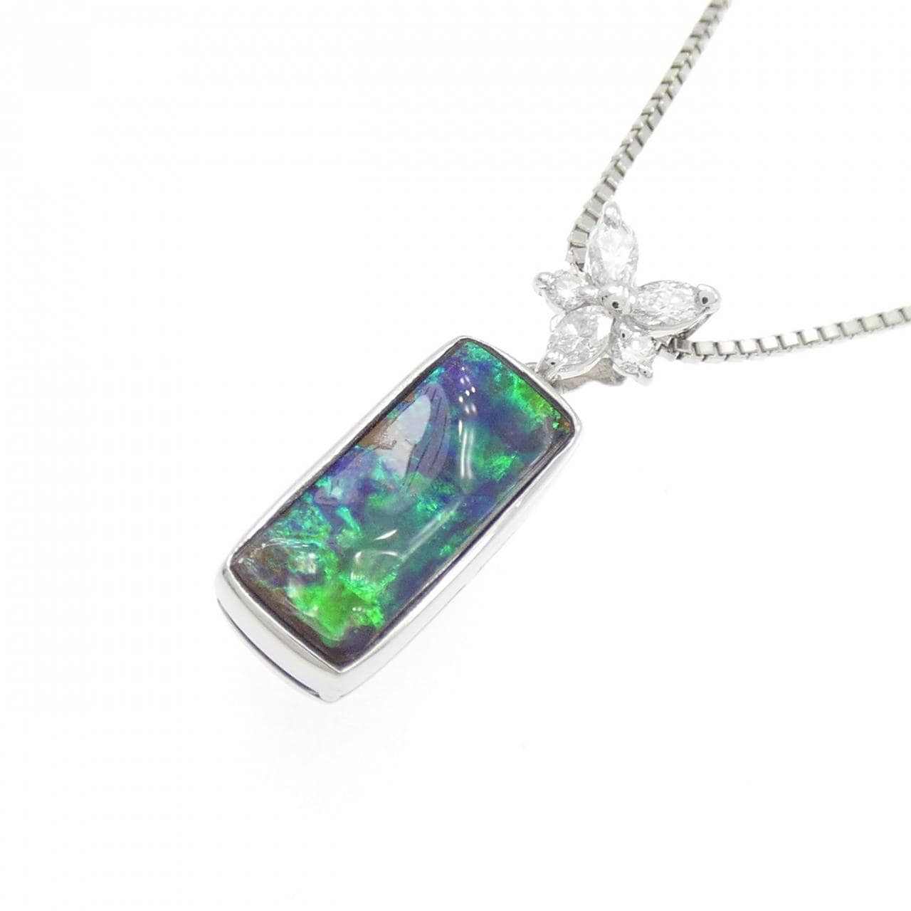 PT900/PT850 ボルダーオパール ネックレス 14.3CT