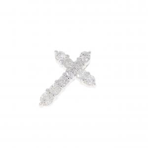 K14WG クロス ダイヤモンド ペンダント 0.30CT