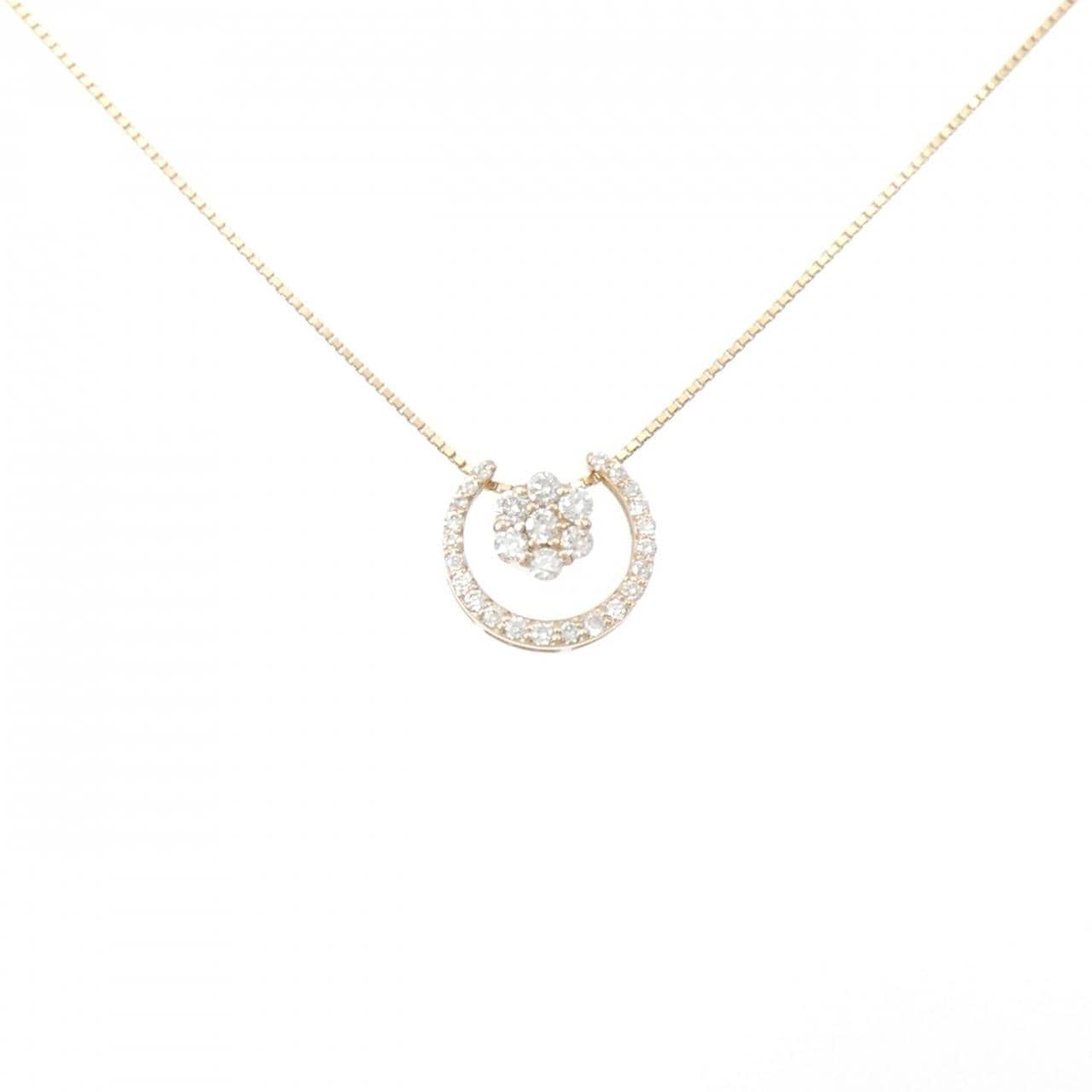 K18PG 2WAY flower Diamond necklace 0.22CT