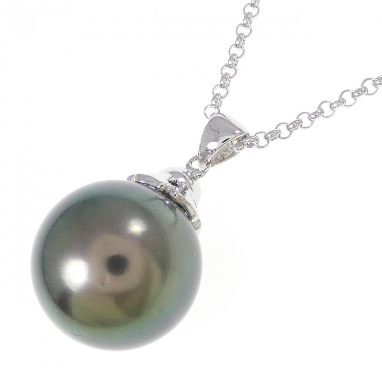 K18WG 黒蝶パール ネックレス 13.5mm