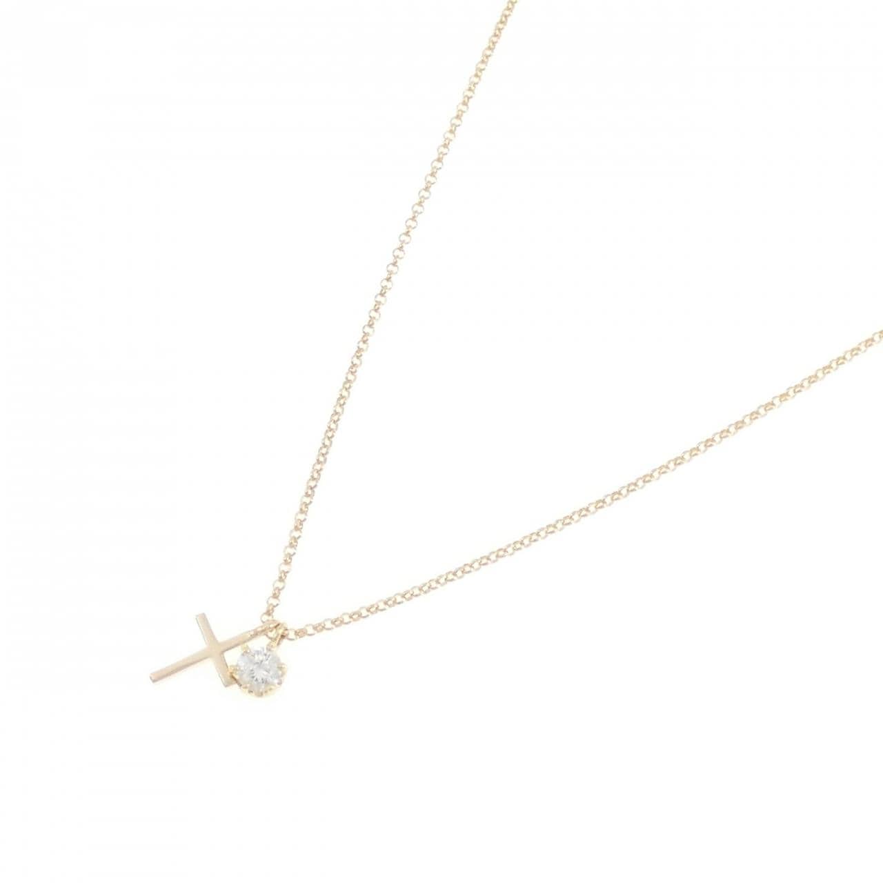 K18YG クロス ダイヤモンド ネックレス 0.121CT