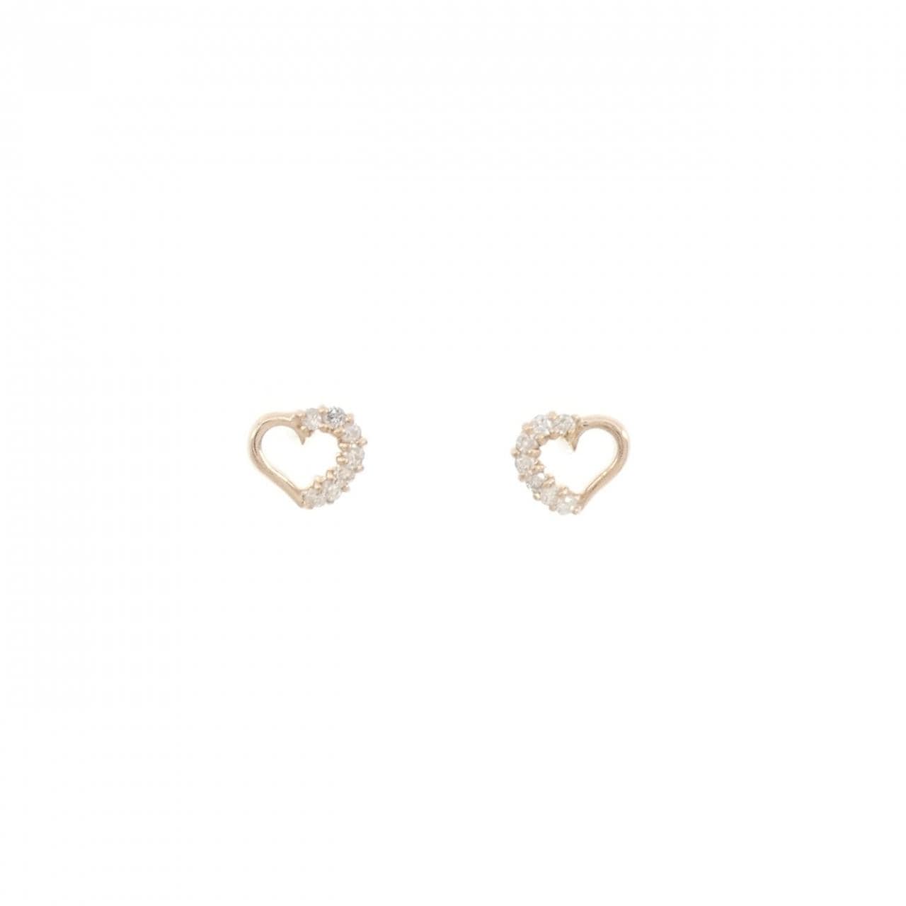 K18PG ハート ダイヤモンド ピアス 0.12CT