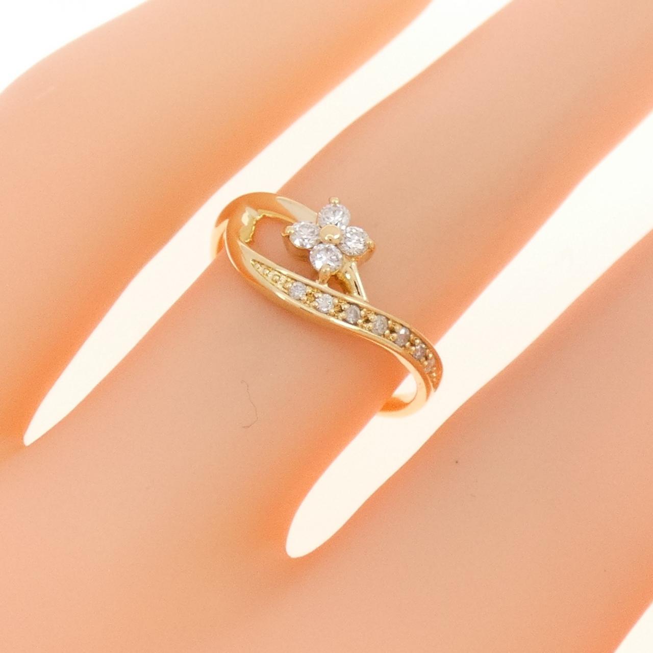 K18YG フラワー ダイヤモンド リング 0.15CT