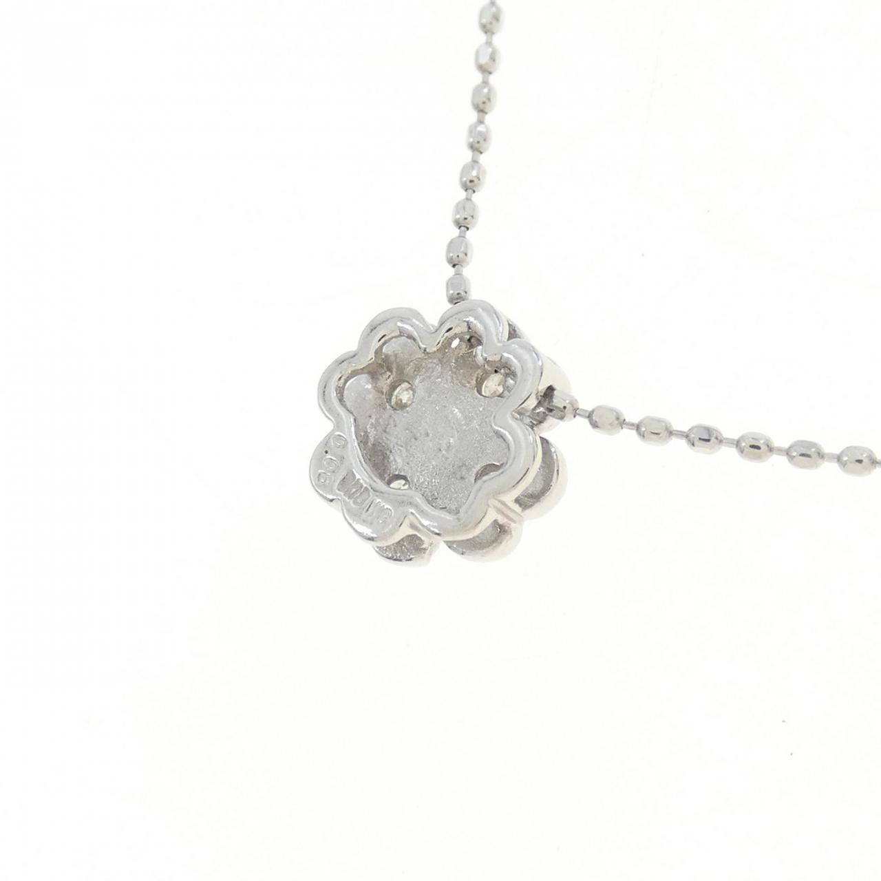 K18WG クローバー ダイヤモンド ネックレス 0.08CT