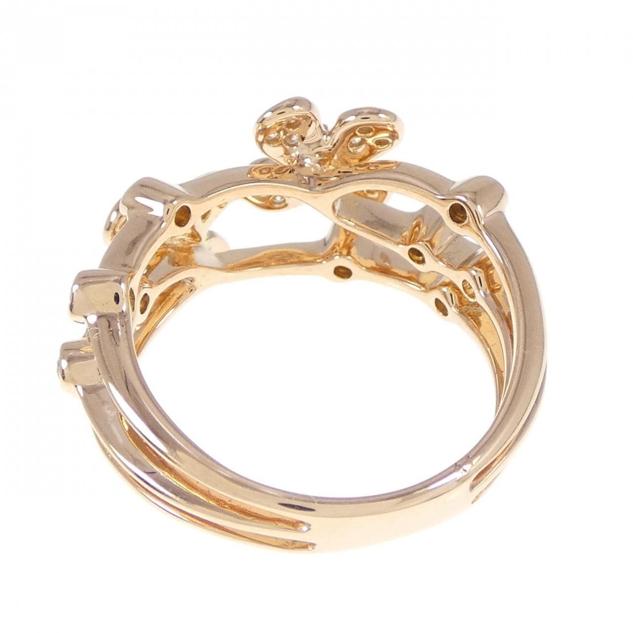 K18PG フラワー ダイヤモンド リング 0.42CT