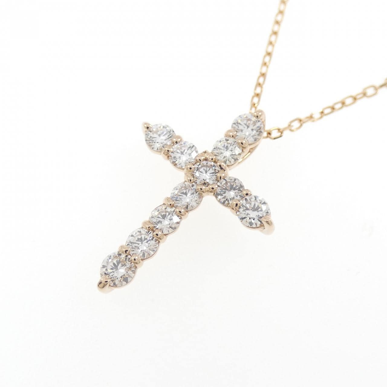 K18PG クロス ダイヤモンド ネックレス 0.50CT