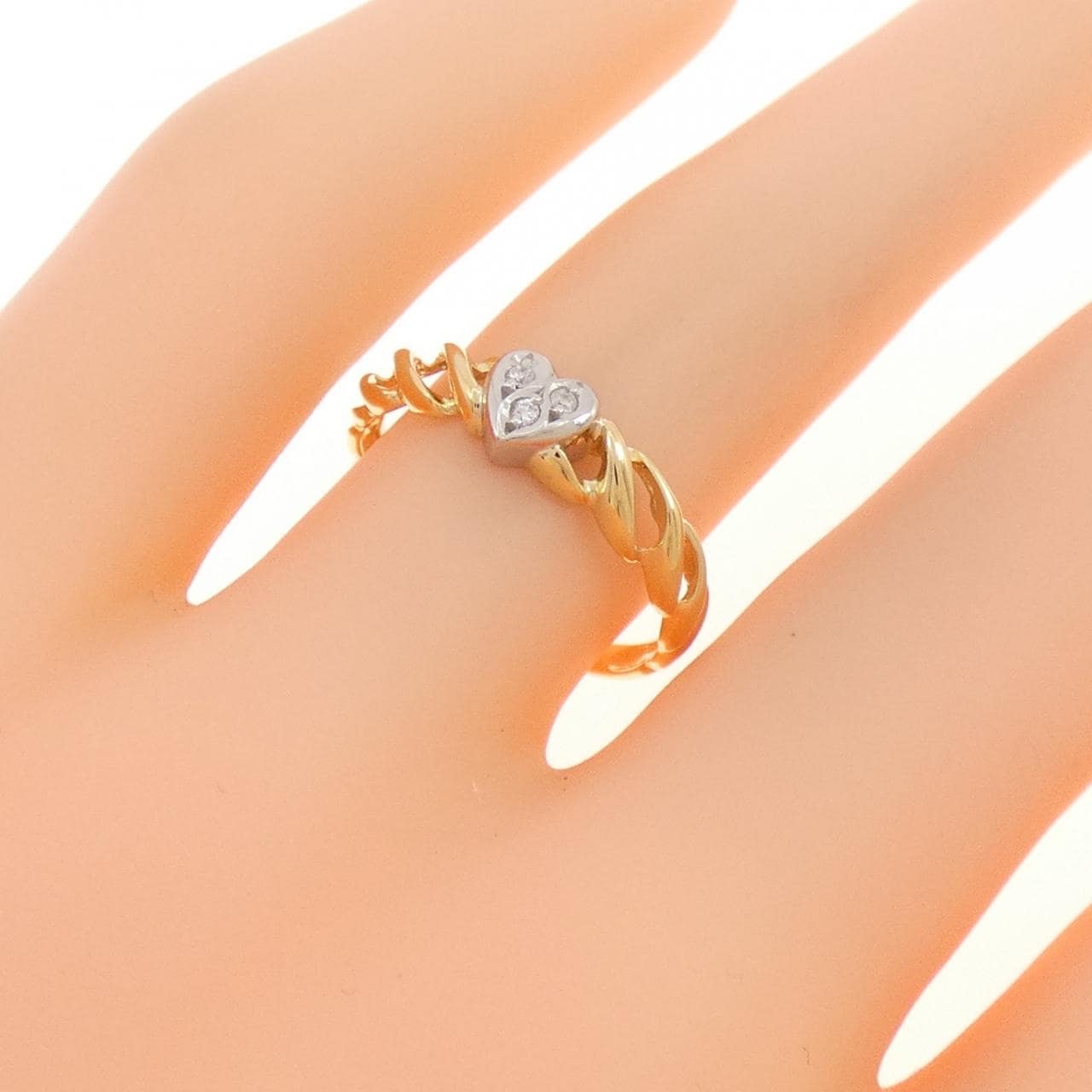 K18YG/PT900 Heart Diamond Ring 0.02CT