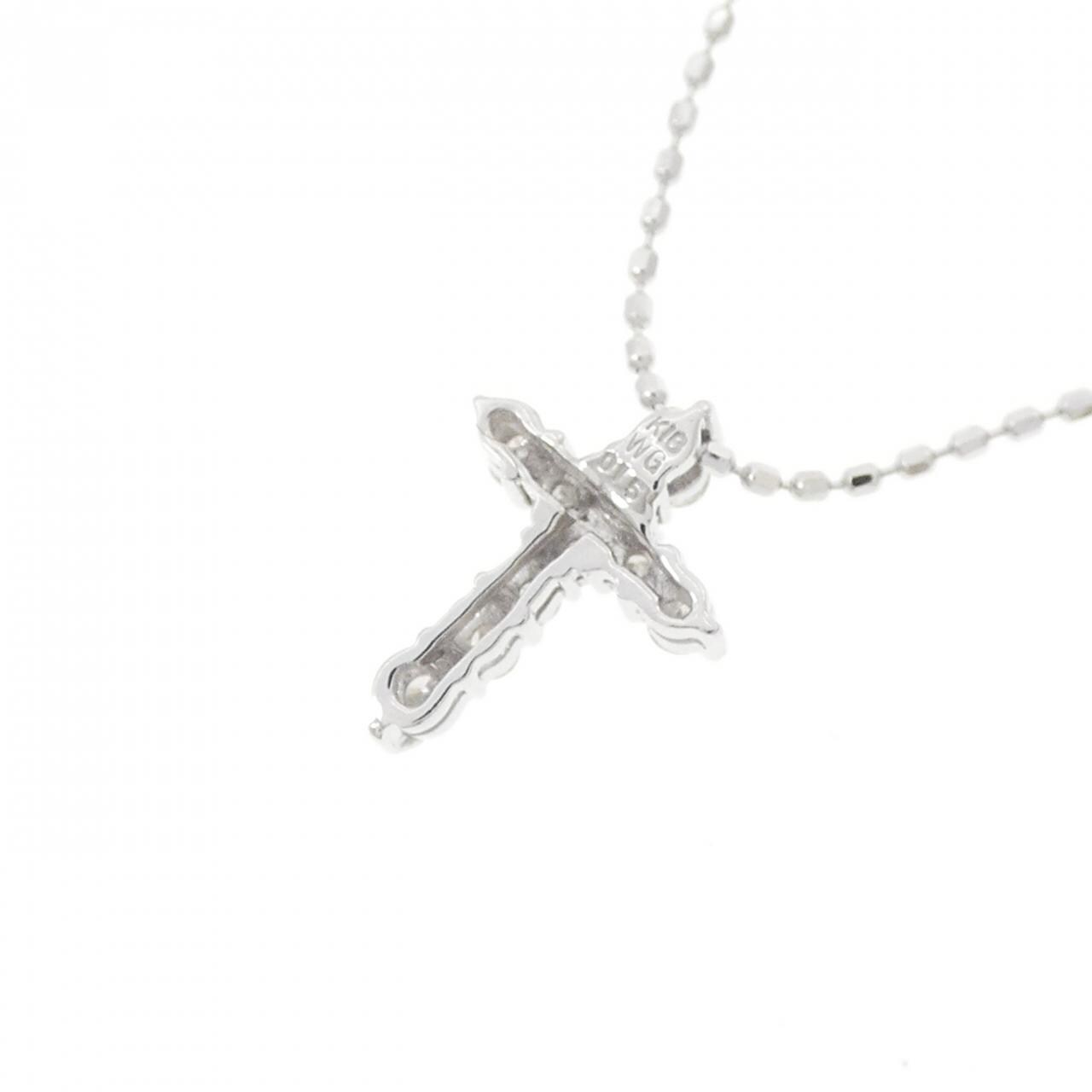 K18WG クロス ダイヤモンド ネックレス 0.15CT