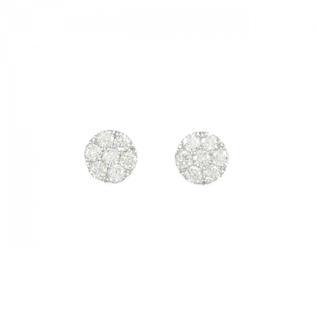 K18WG フラワー ダイヤモンド ピアス 0.48CT