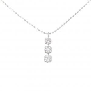 K18WG スリーストーン ダイヤモンド ネックレス 0.31CT