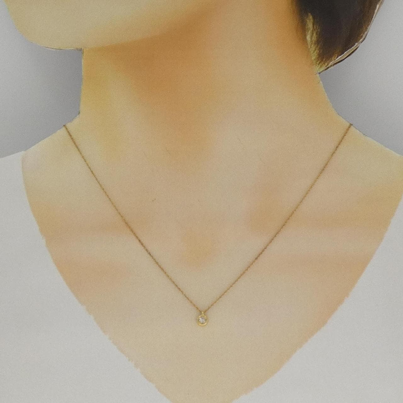 K18YG ソリティア ダイヤモンド ネックレス