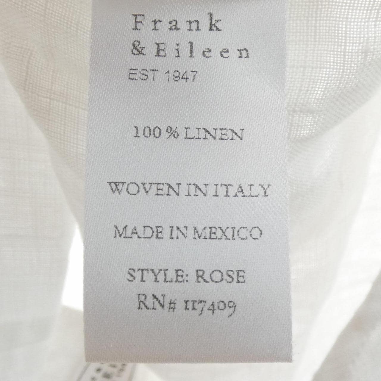 フランクアンドアイリーン FRANK&EILEEN シャツ