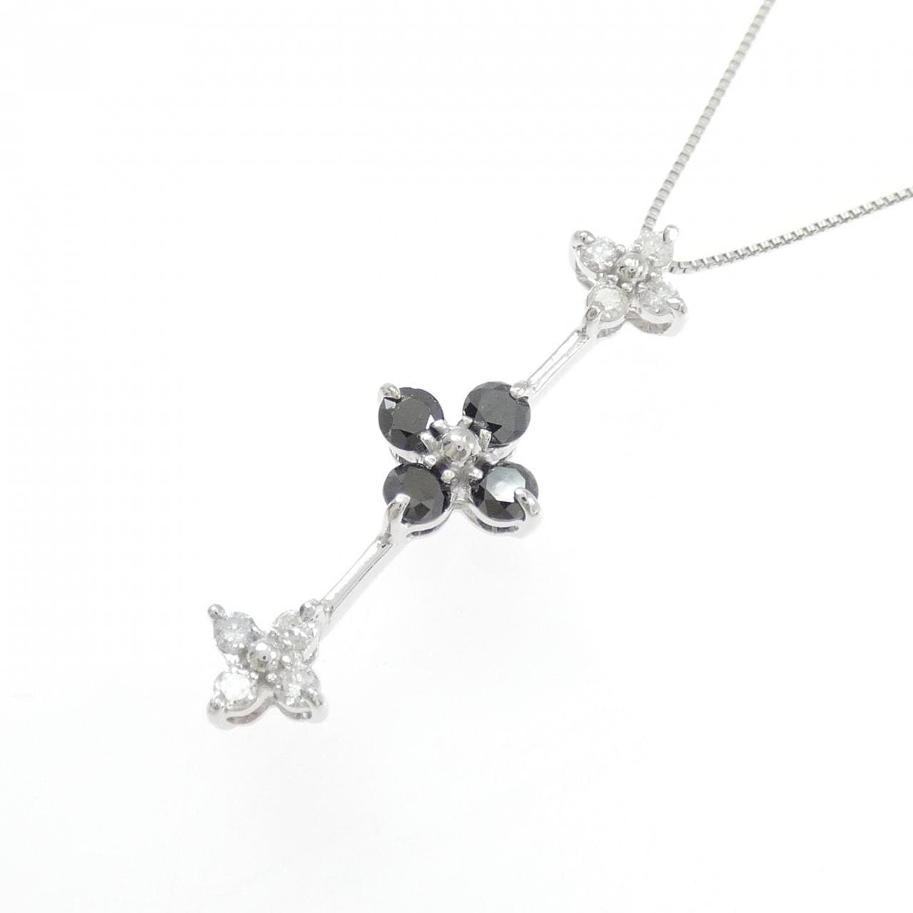 K18WG フラワー ダイヤモンド ネックレス 0.48CT