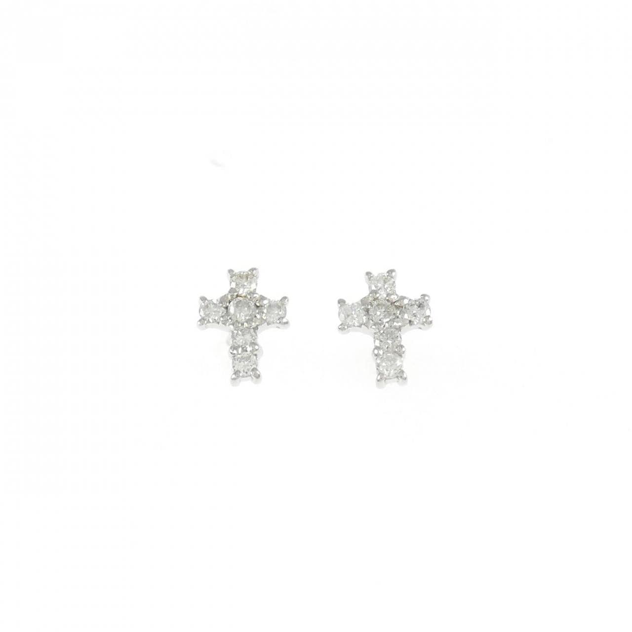 PT/PT900 クロス ダイヤモンド ピアス 0.12CT