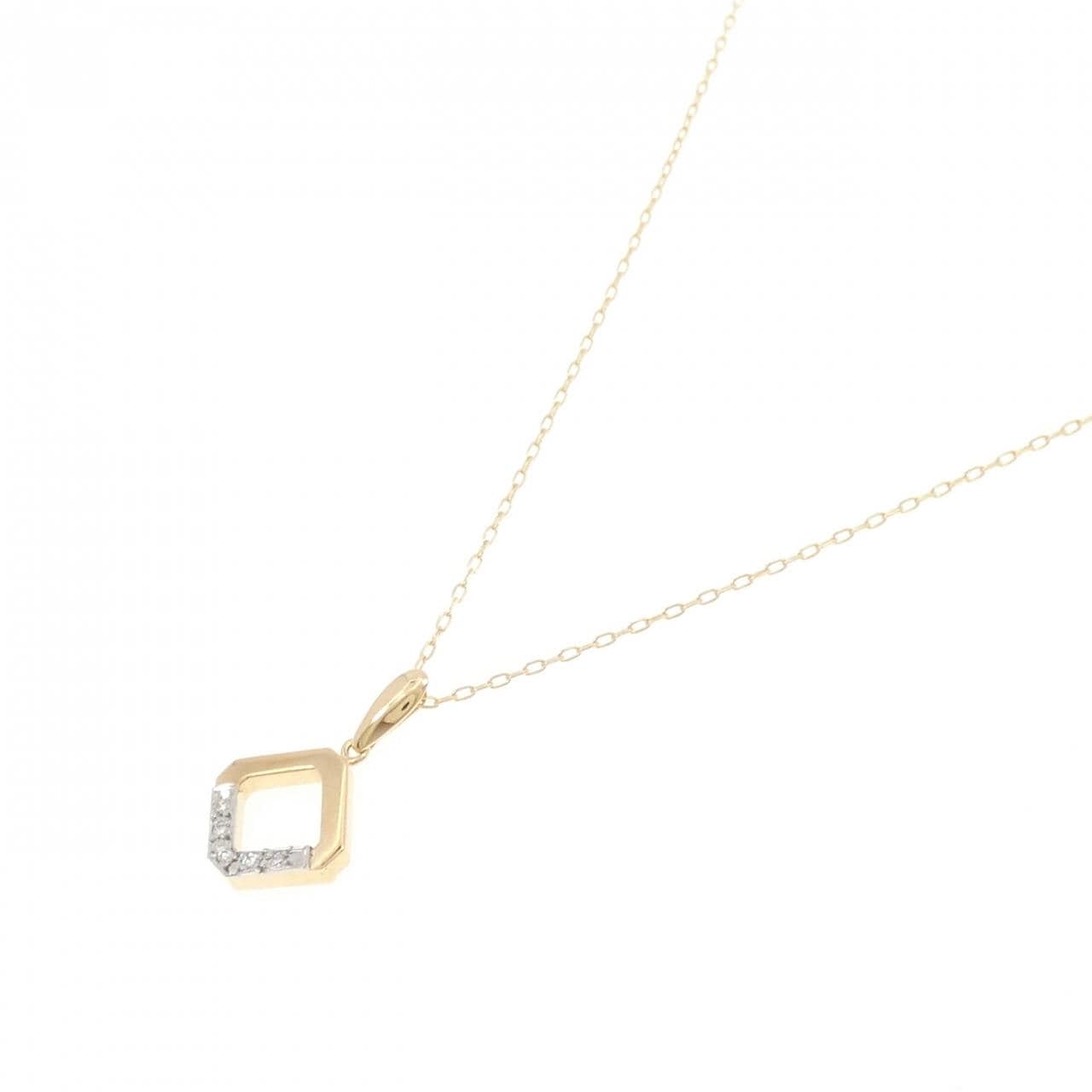 K18YG/PT900 ダイヤモンド ネックレス 0.03CT