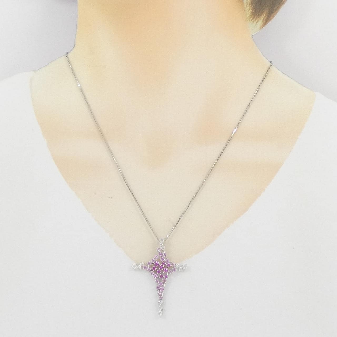 PT950/PT850 Sapphire Necklace 1.74CT