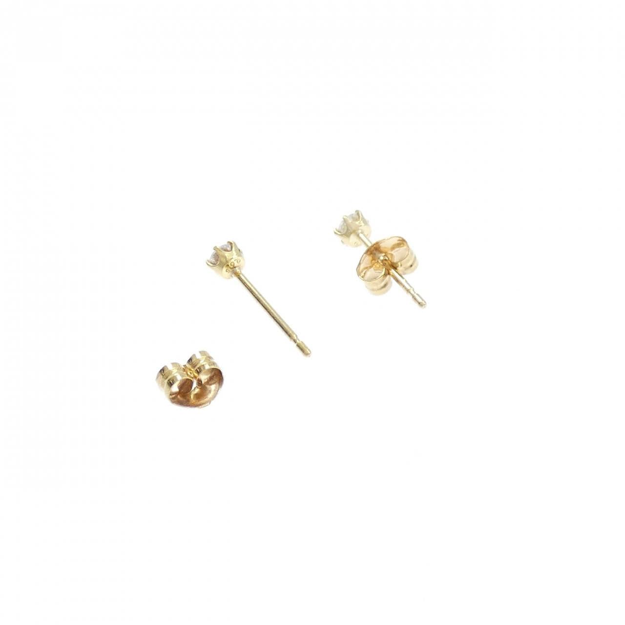 K18YG ソリティア ダイヤモンド ピアス 0.10CT