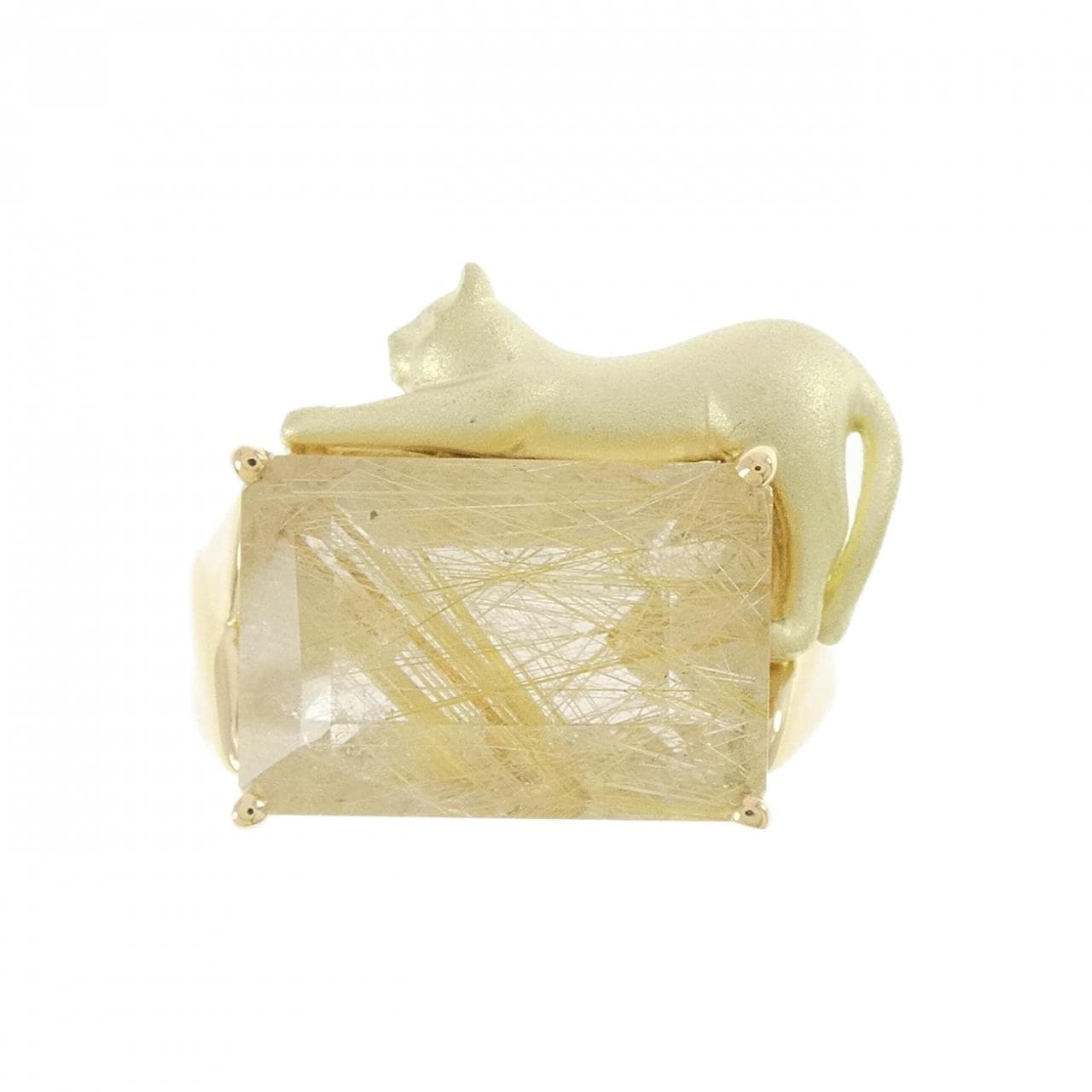 K18YG キャット ルチルクオーツ リング 7.00CT