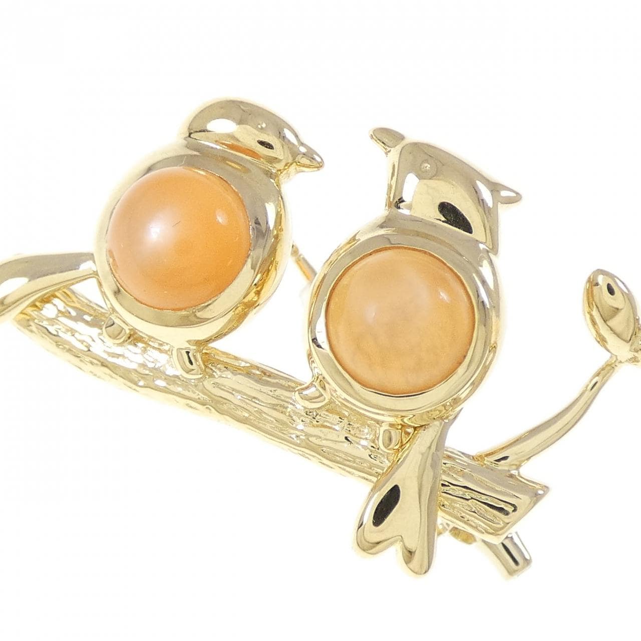 K18YG バード ムーンストーン ブローチ