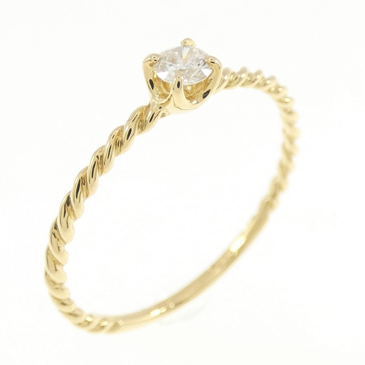 【新品】K18YG ソリティア ダイヤモンド リング 0.093CT