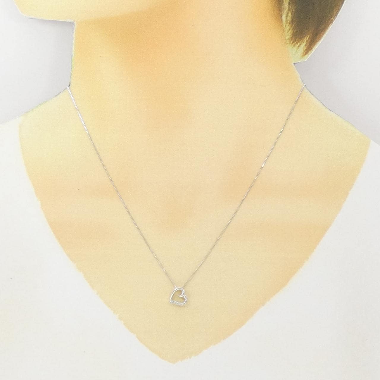 K18WG ハート ダイヤモンド ネックレス 0.04CT