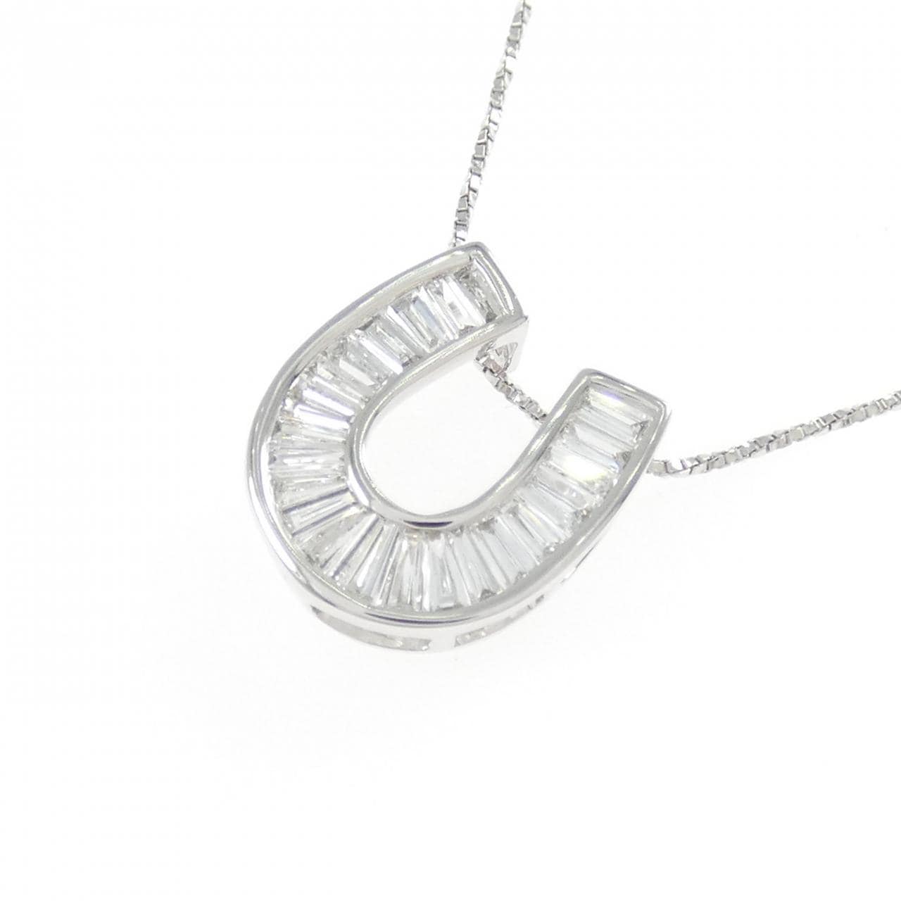 K18WG ホースシュー ダイヤモンド ネックレス